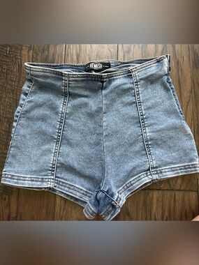 Rewash Micro Light Blue Denim High-Waist Jean Shorts